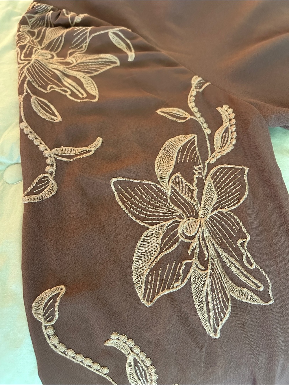 Maurices Mauve Pullover Blouse with Floral Sleeve Embroidery - Picture 4 of 6